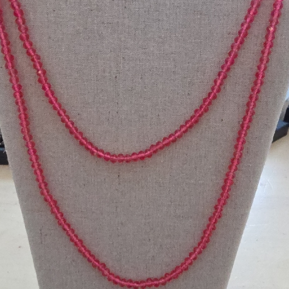 Long Y2K 90s Pink Beaded Necklace